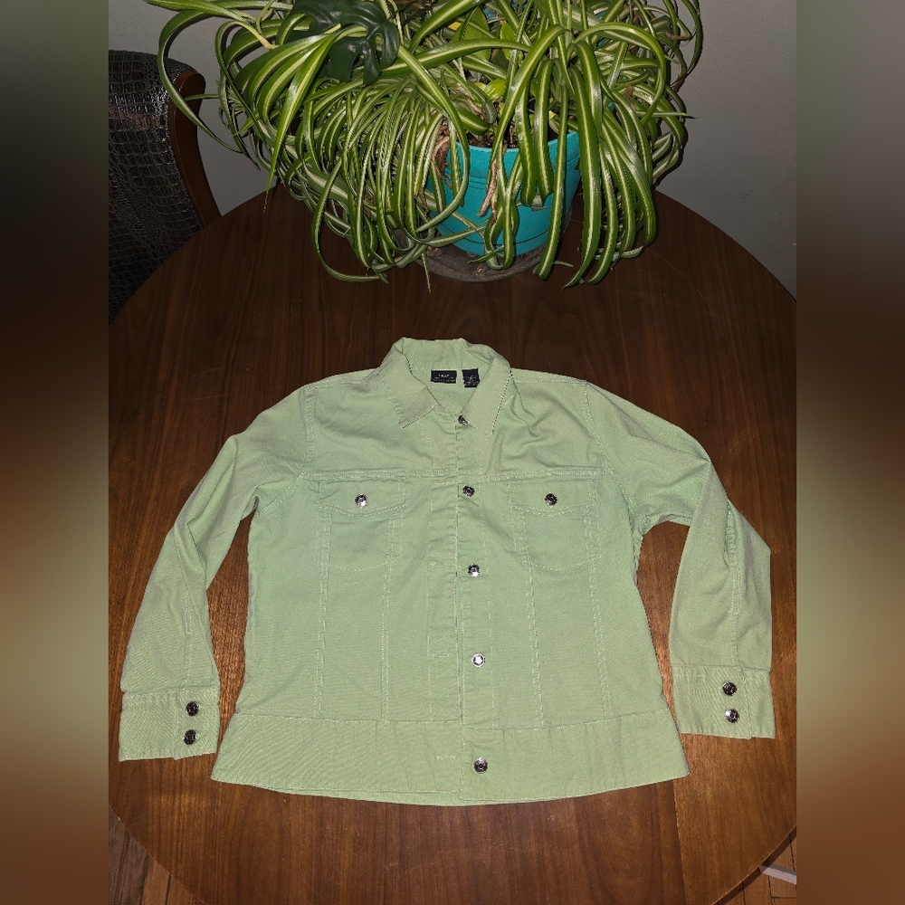 Classic Sage Green Jean Jacket, Size Xl, Bailey's Point
